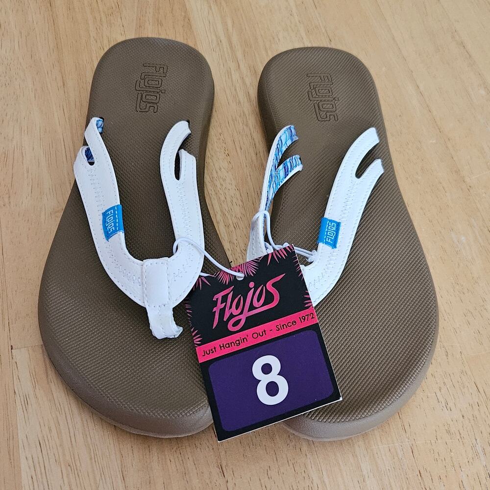 Flojos Women's Rica Memory Foam Flip Flops Sz 8 NWT White